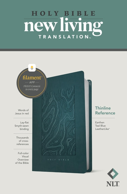 NLT Thinline Reference Bible, Filament Enabled Edition (Red Letter, Leatherlike, Teal Blue)
