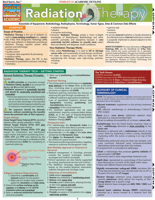 Radiation Therapy: Quickstudy Laminated Reference Guide