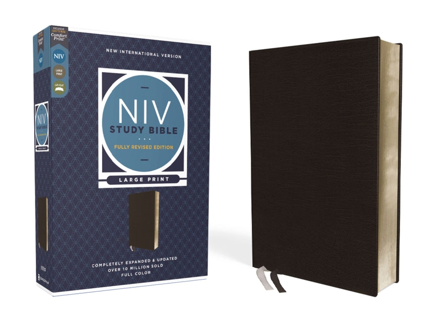 NIV Study Bible, Fully Revised Edition, Large Print, Bonded Leather, Black, Red Letter, Comfort Print