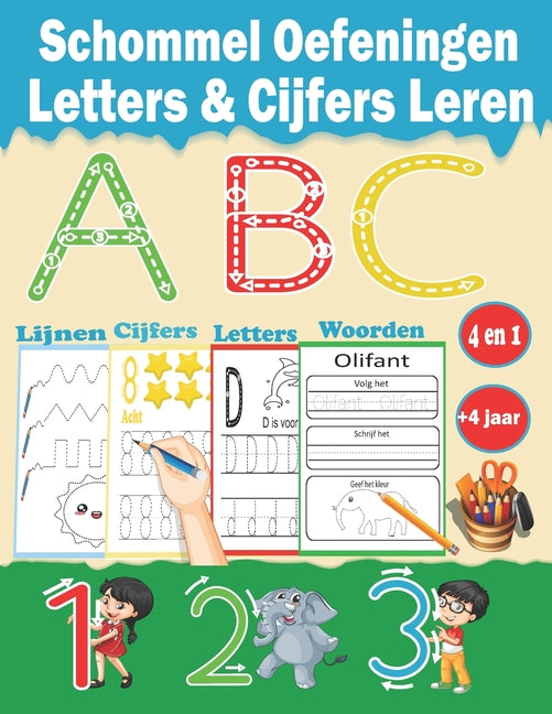 Schommel Oefeningen, Letters en Cijfers Leren Vanaf 4 Jaar: Mijn boek Activiteiten Thuis XXL +4 jaar. Leer lijnen, vormen, Woorden, cijfers en letters