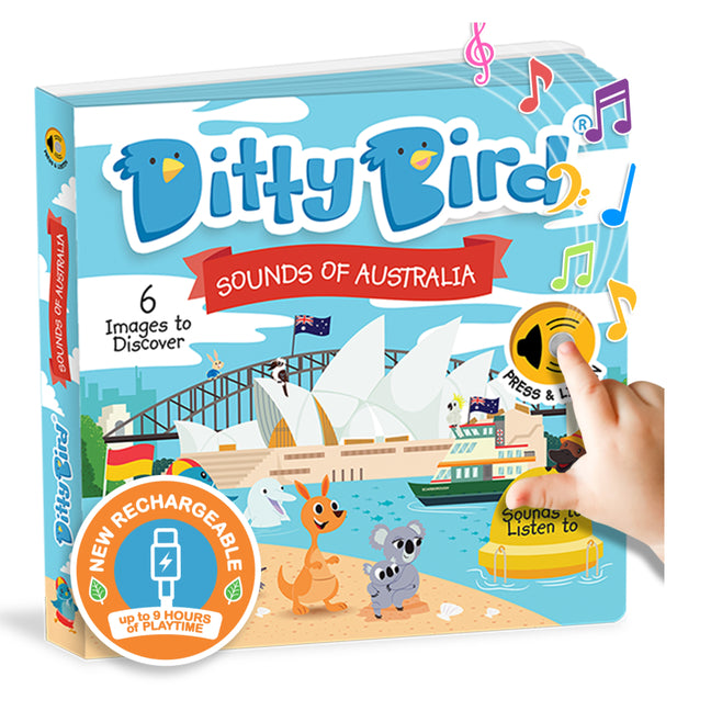 Ditty Bird Sounds of Australia Interactive Sound Book for Toddlers 1- 3 Koala, Kangaroo Gift for 1 Year Old