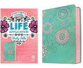 NLT Girls Life Application Study Bible (Leatherlike, Teal/Pink Flowers)