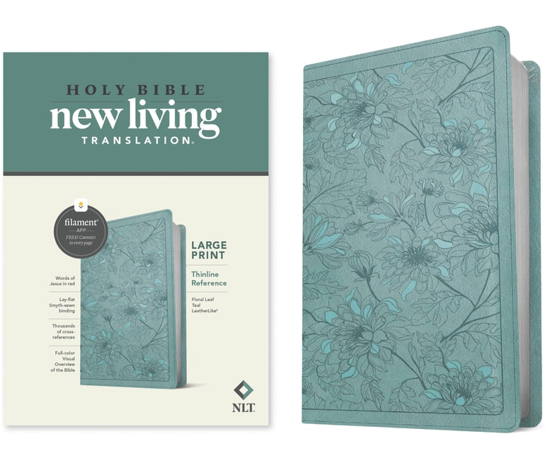 NLT Large Print Thinline Reference Bible, Filament Enabled Edition (Red Letter, Leatherlike, Floral/Teal)