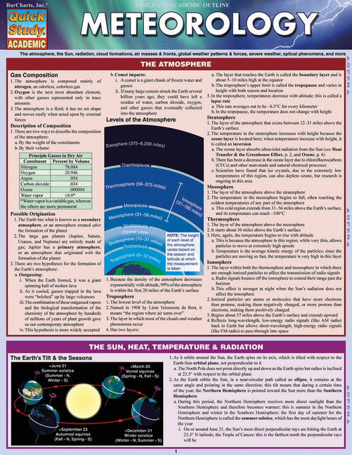 Meteorology: Quickstudy Laminated Reference Guide